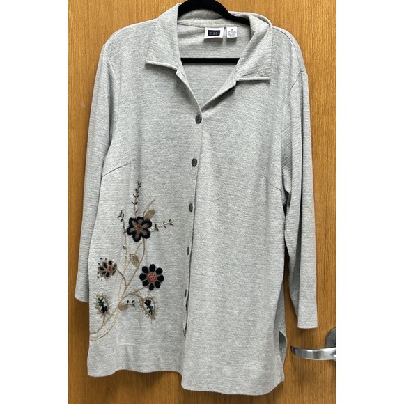 C.S.T. Sport Sweaters - CST Sport Womens Cardigan 1X Floral Embroidered V Neck Artsy 90s Boho Vintage